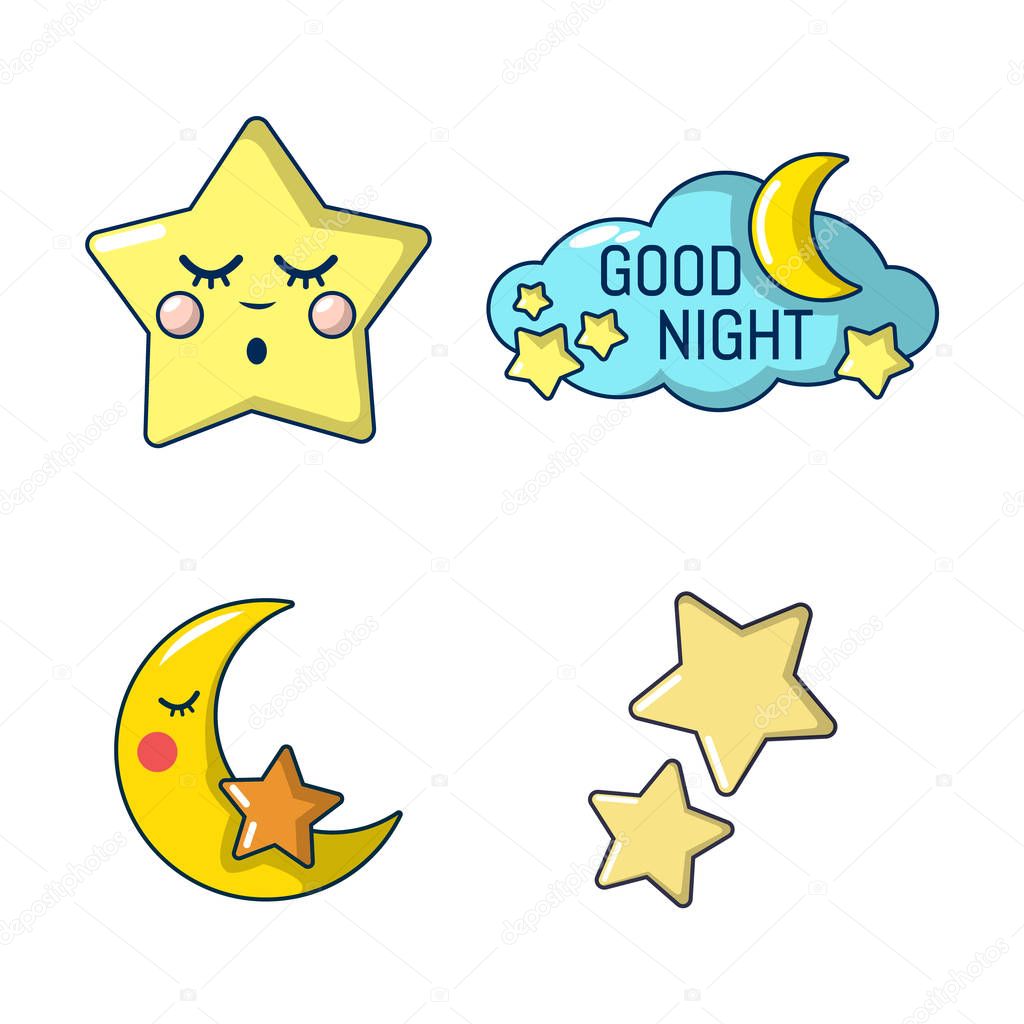 Stars icon set, cartoon style