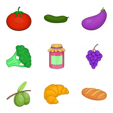 Çiftlik hasat Icons set, karikatür tarzı