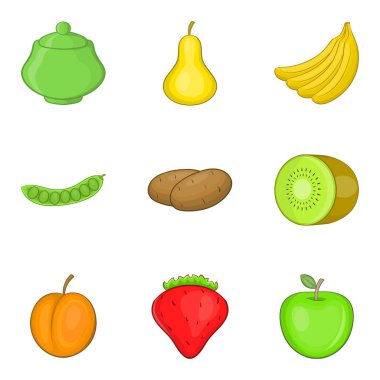 Eko ürün Icons set, karikatür tarzı