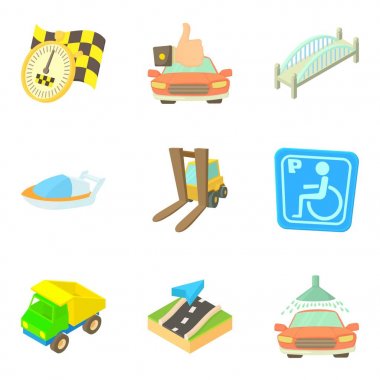 Icons set, karikatür tarzı eşlik