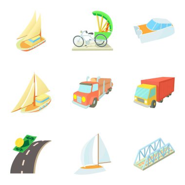 Ulaşım Icons set, karikatür tarzı araçlarının