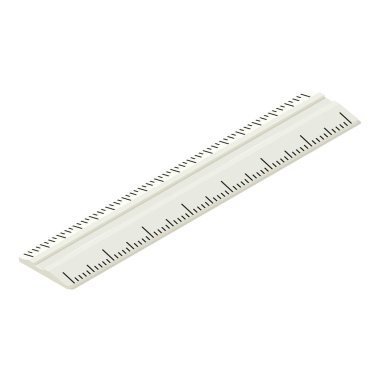 Plastik cetvel simgesi, izometrik stili