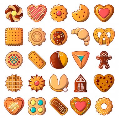 Kurabiye bisküvi Icons set, karikatür tarzı
