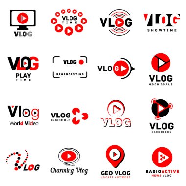 Vlog video kanalı logosu Icons set, basit tarzı