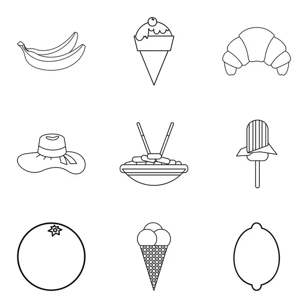 Conjunto de iconos de dieta verde, estilo de esquema — Vector de stock