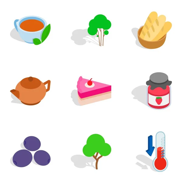 Conjunto de ícones de cobra de chá, estilo isométrico —  Vetores de Stock