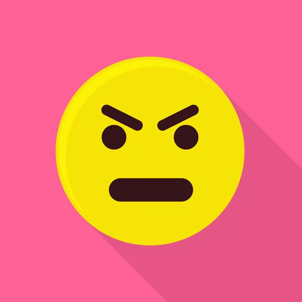 Emoticono enojado icono, estilo plano — Vector de stock