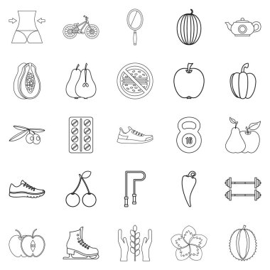 Diyet Icons set, anahat stili