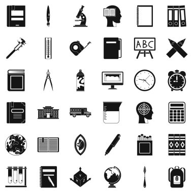 Öğrenme Icons set, basit tarzı