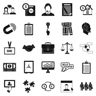 Tartışma Icons set, basit tarzı