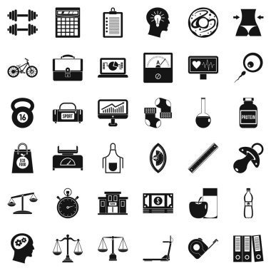 Dumpbell Icons set, basit tarzı