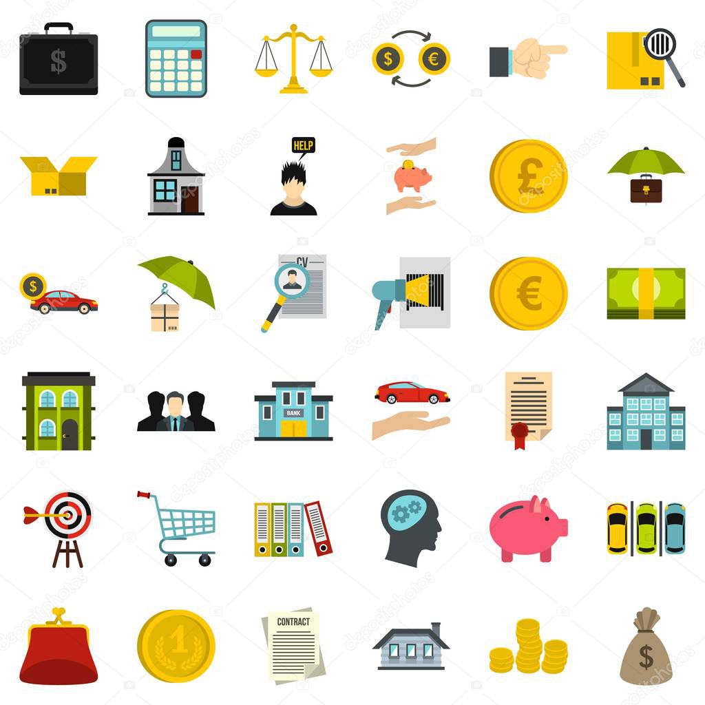 Accommodation icons set. Flat style of 36 accommodation vector icons for web isolated on white background