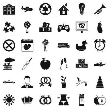 Gebelik Icons set, basit tarzı