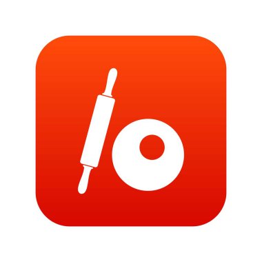 Oklava ve hamur simgesi dijital kırmızı