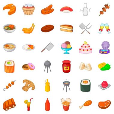 Açık büfe Icons set, karikatür tarzı