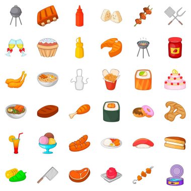 Büfe masa Icons set, karikatür tarzı