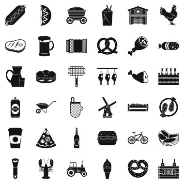 Lezzetli bir yemek Icons set, basit tarzı