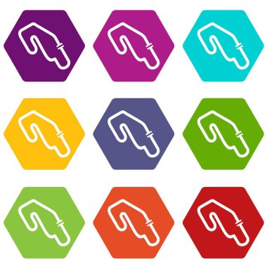Renk altı yüzlü yarış devre Icon set