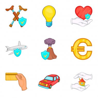 Sigorta etkinlik simgeler kümesi, karikatür tarzı