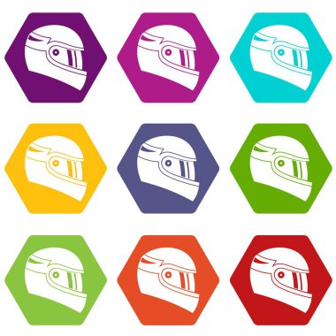 Kask simge yarış renk altı yüzlü ayarla