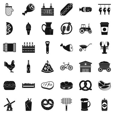 Gastronom Icons set, basit tarzı