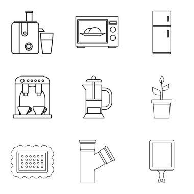 İç kısmı Icons set, anahat stili