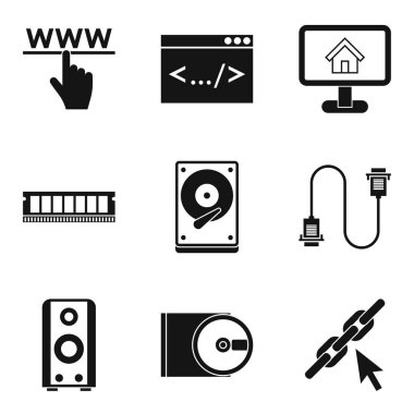 Küresel ağ Icons set, basit tarzı