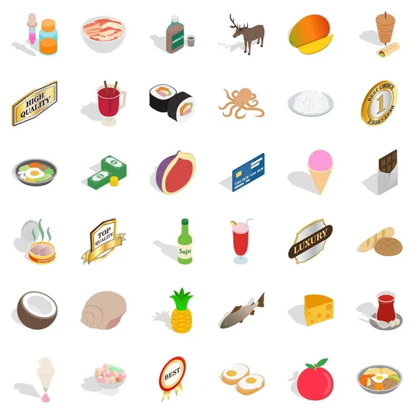 Conjunto de iconos de productos alimenticios, estilo isométrico — Vector de stock