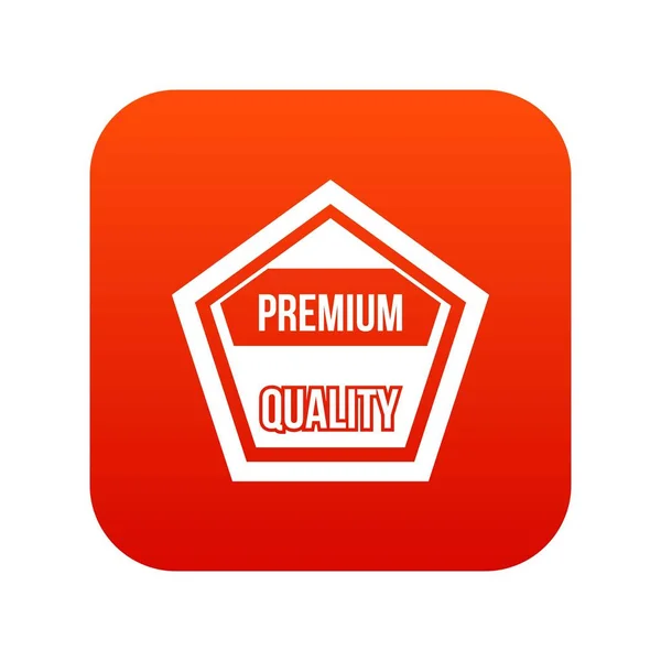 Etiqueta de calidad premium icono digital rojo — Vector de stock