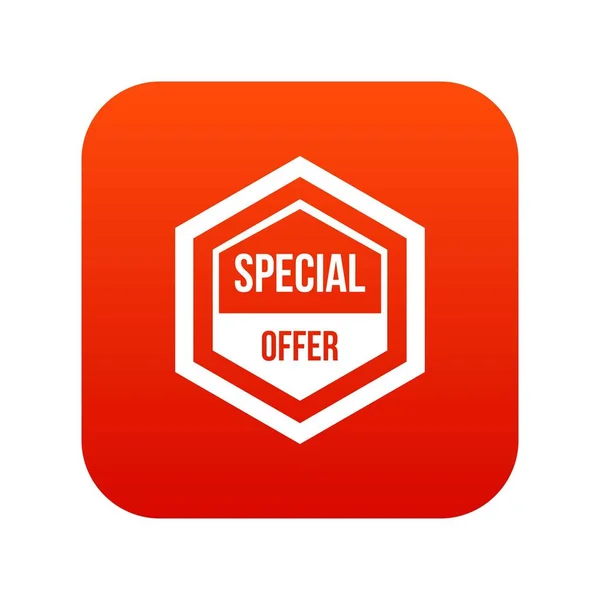 Oferta especial ícone pentágono vermelho digital — Vetor de Stock
