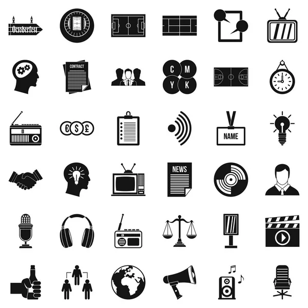 Conjunto de ícones de comunicação em massa, estilo simples — Vetor de Stock