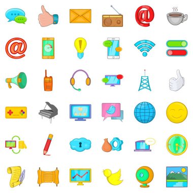 Medya Icons set, karikatür tarzı çalışmalarına