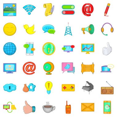 Bilgisayar merkezi Icons set, karikatür tarzı