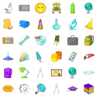 Okul simgeler ayarla, tarzı çizgi film