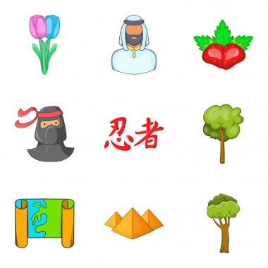 Terra firma Icons set, karikatür tarzı