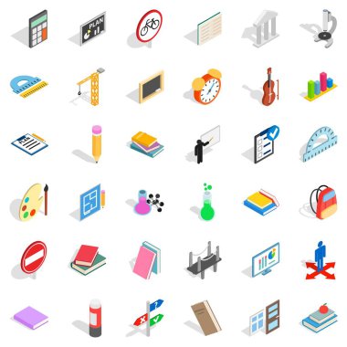 Eğitim Icons set, izometrik stili