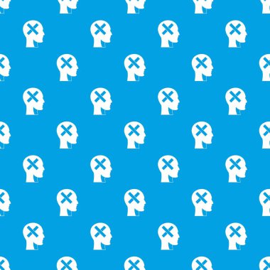 İnsan kafası ile desen kesintisiz mavi içinde çapraz