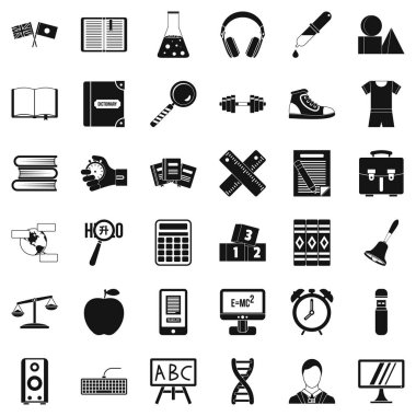 Öğrenme küp Icons set, basit tarzı