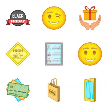Dijital satış Icons set, karikatür tarzı
