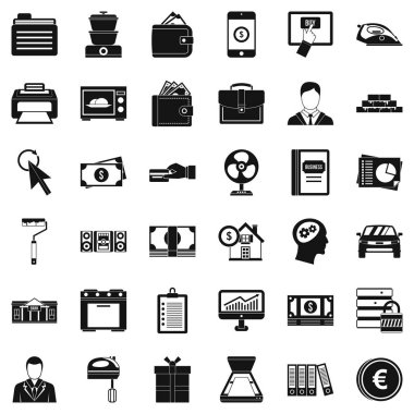 Konaklama Icons set, basit tarzı