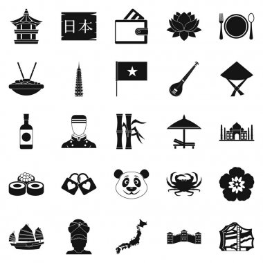 Çeşitlilik Asya Icons set, basit tarzı