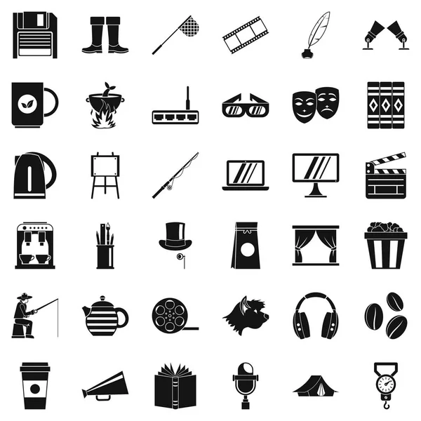 Set de iconos de ocio, estilo simple — Vector de stock