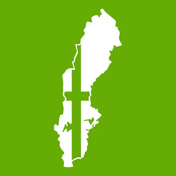 Carte de la Suède icône vert — Image vectorielle