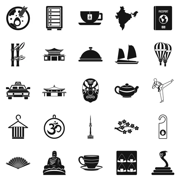 Conjunto de iconos de plato, estilo simple — Vector de stock