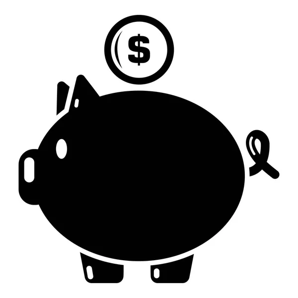 小猪钱图标, 简单的黑色风格 — 图库矢量图片