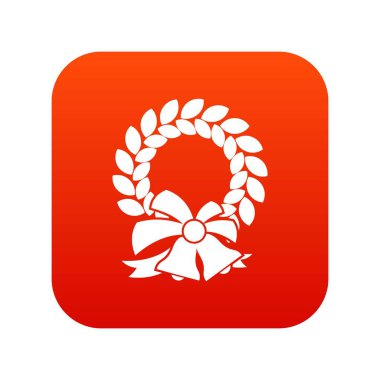 Neşeli Noel çelenk simgesi dijital kırmızı