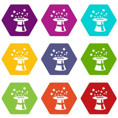 Sihirli şapka yıldız simgesi ile renk altı yüzlü ayarla