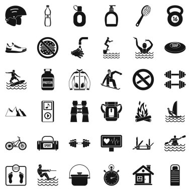 Yüzme Icons set, basit tarzı