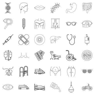 Ambulans Icons set, anahat stili