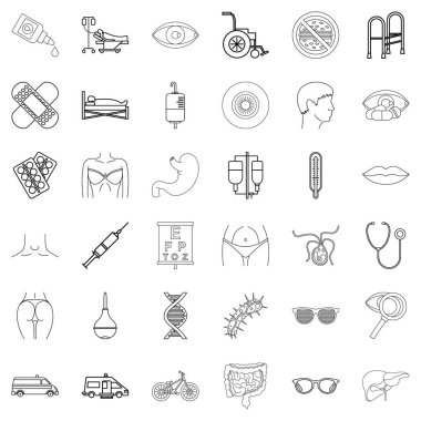 Hastane Icons set, anahat stili